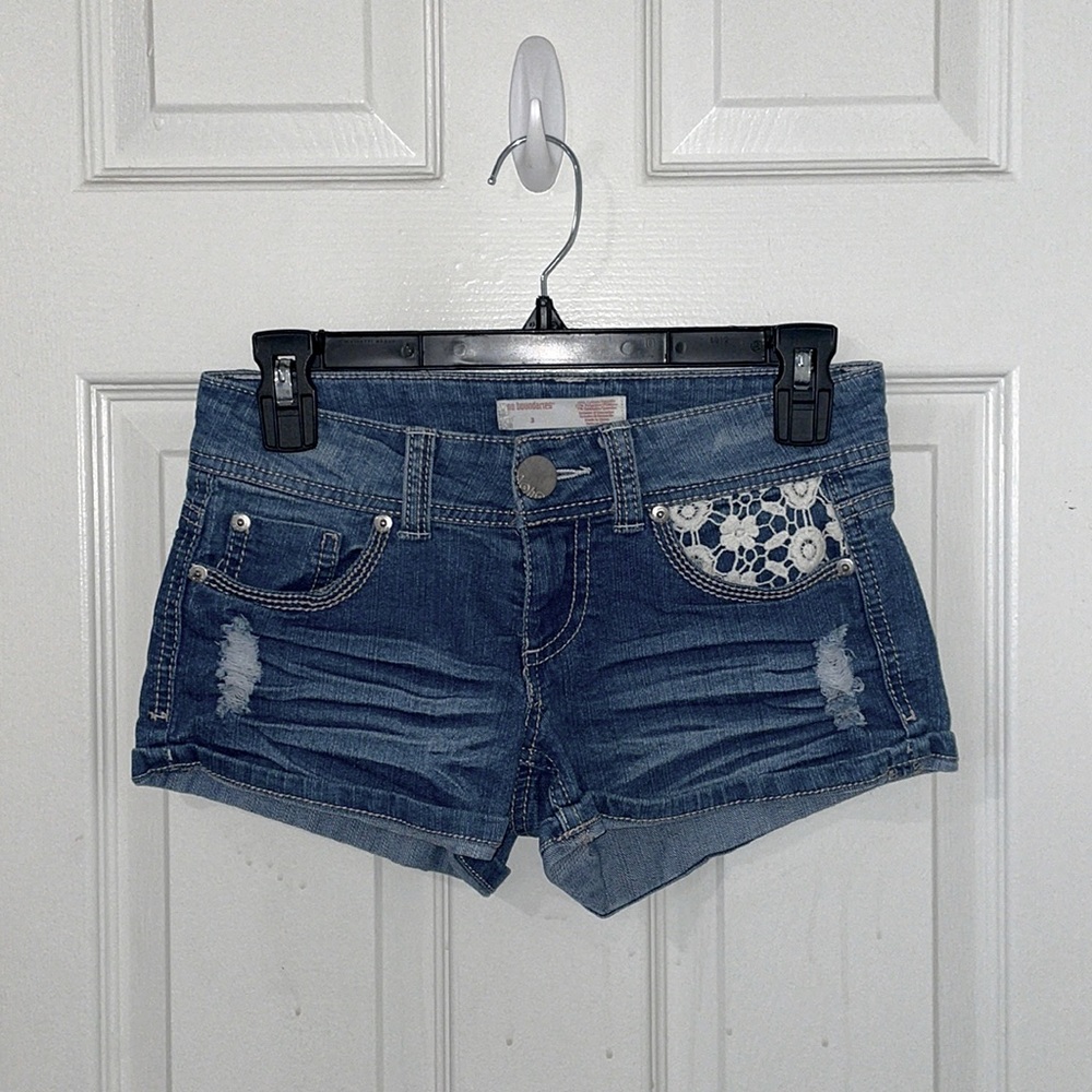 No Boundaries Denim and Lace Shorts